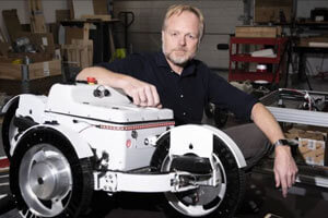 Niels Jul Jacobsen with robot prototype