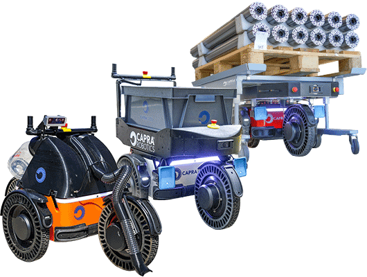 three capra robots with different applications attached